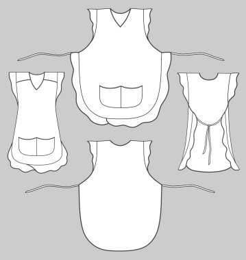 Woman apron with frills and pockets clipart