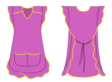 Woman apron with frills and pockets clipart