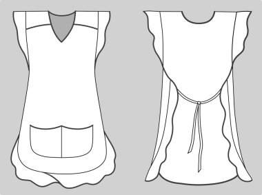 Woman apron with frills and pockets clipart