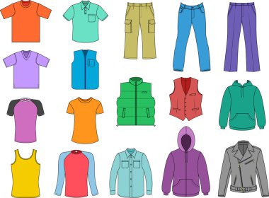 Man clothes colored collection clipart