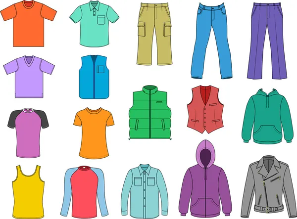 Erkek giyim koleksiyonu renkli — Stok Vektör