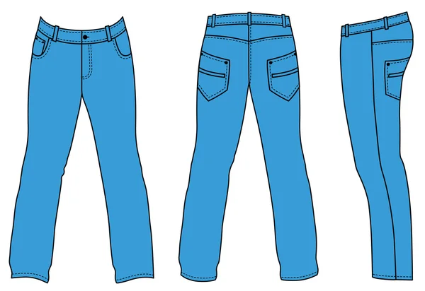 男士牛仔裤 （前面，后面，侧面观) — 图库矢量图片