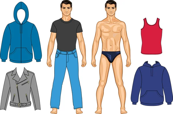 Man en kleren gekleurde collectie — Stockvector