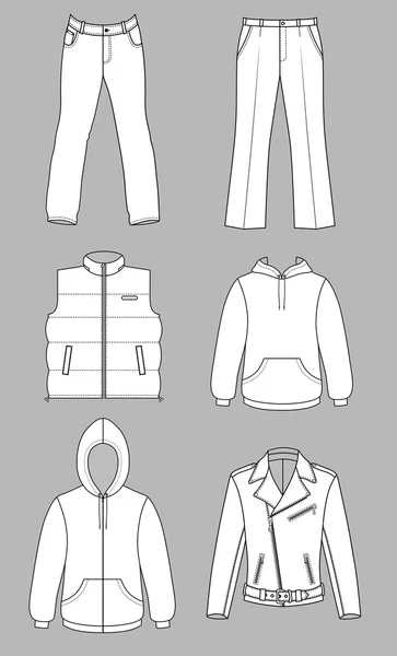 Homme vêtements gris collection automne isolé sur blanc — Image vectorielle