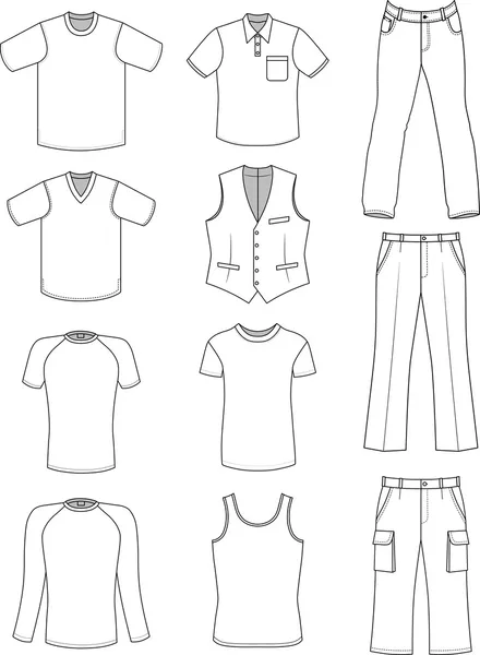 Vêtements homme collection été isolé sur blanc — Image vectorielle