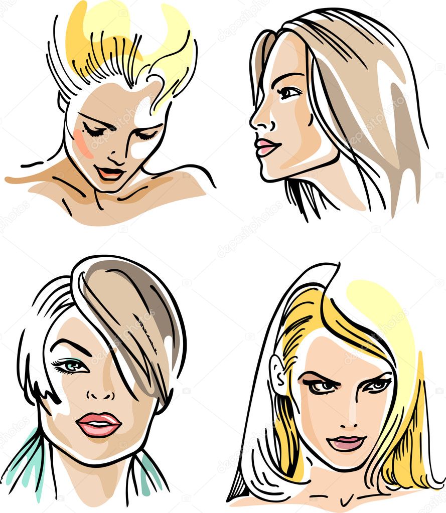 Woman's faces (vector illustration)