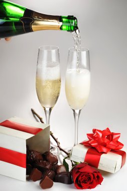 Champagne and chocolate clipart