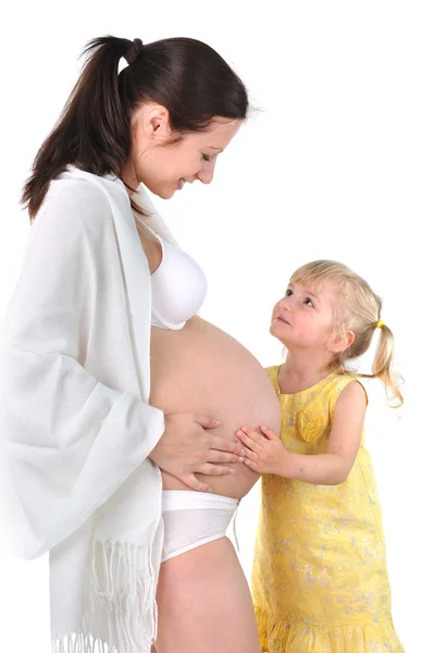 Future mother with her daughter. — Stock Photo, Image