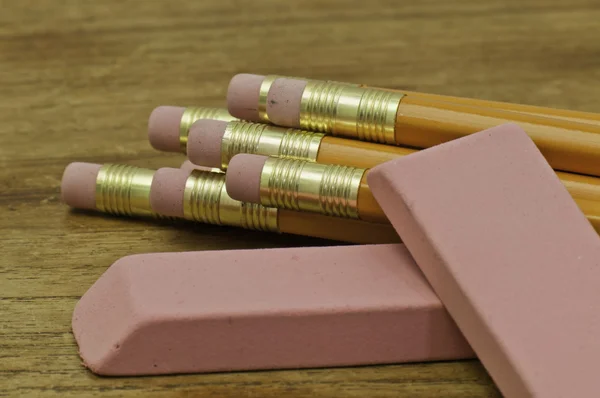 Pencils and erasers — Zdjęcie stockowe