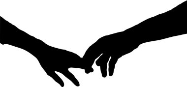 Vector silhouette of holding hands clipart