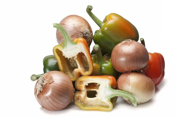 Peppers and onions. — Stock Photo, Image