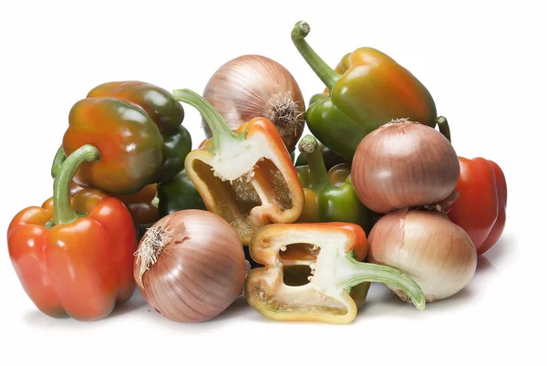 Fresh peppers and onions. — Stock Photo, Image