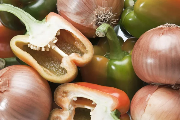 Peppers and onions texture. — Stock Photo, Image