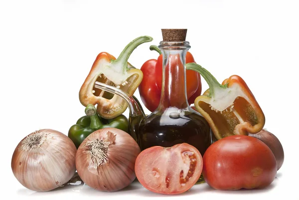 Ingredienser för en god gazpacho. — Stockfoto