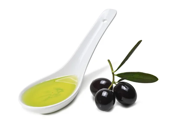Łyżkę oliwy z oliwek. — Zdjęcie stockowe
