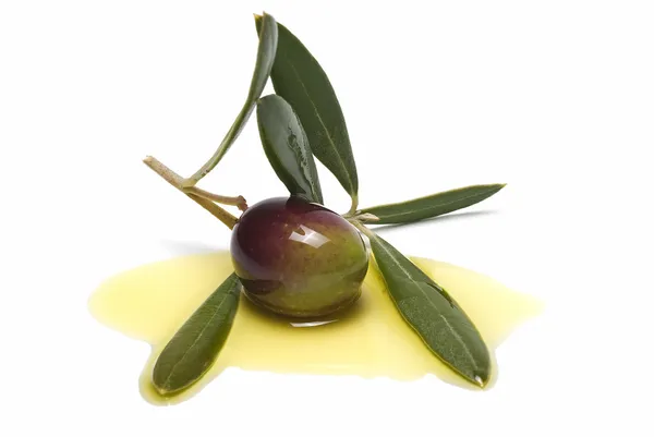 Оливка с листьями . — стоковое фото