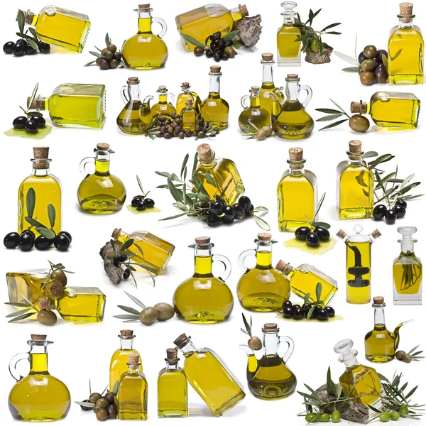Zestaw butelek wielki oliwy z oliwek. — Zdjęcie stockowe