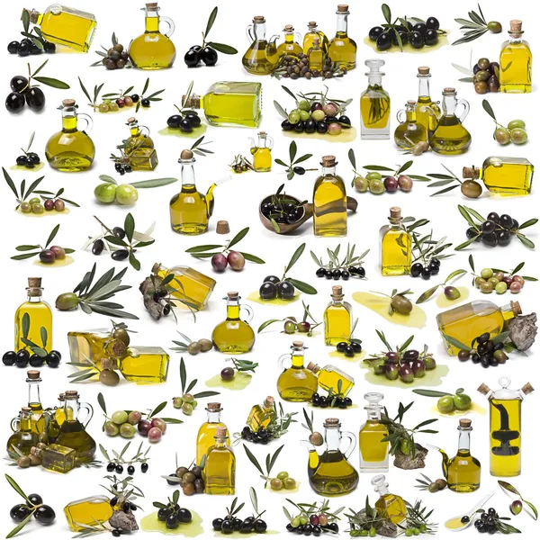 El conjunto más grande sobre el aceite de oliva . Imagen de archivo