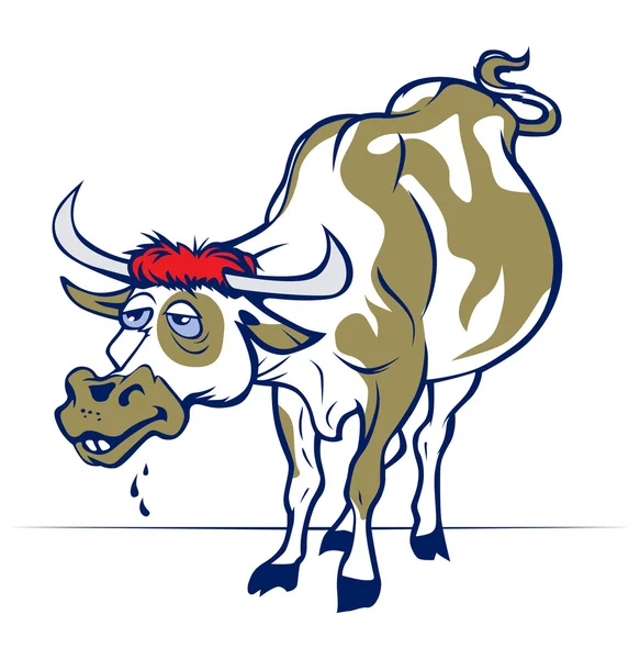 Cartoon glimlach koe of stier — Stockvector