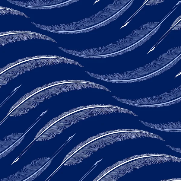 青い羽パターン背景 — ストックベクタ