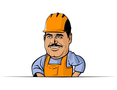 Uniform worker man with smile and helmet clipart