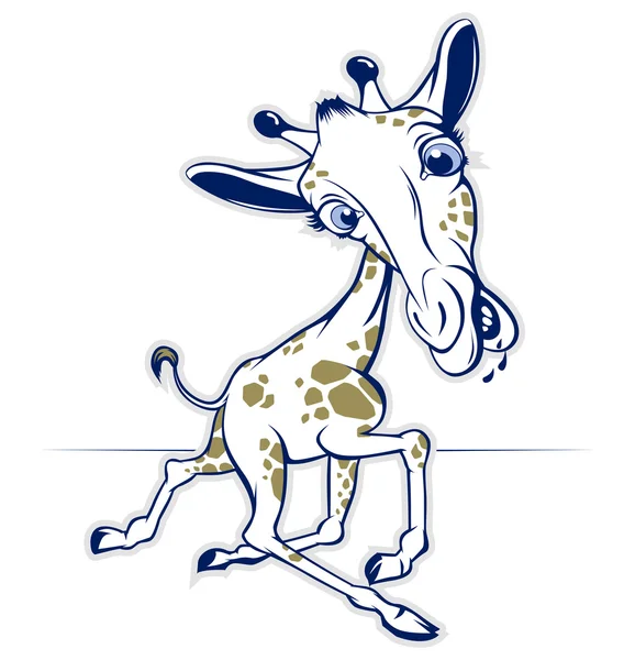 Desenhos animados sorriso girafa executar — Vetor de Stock