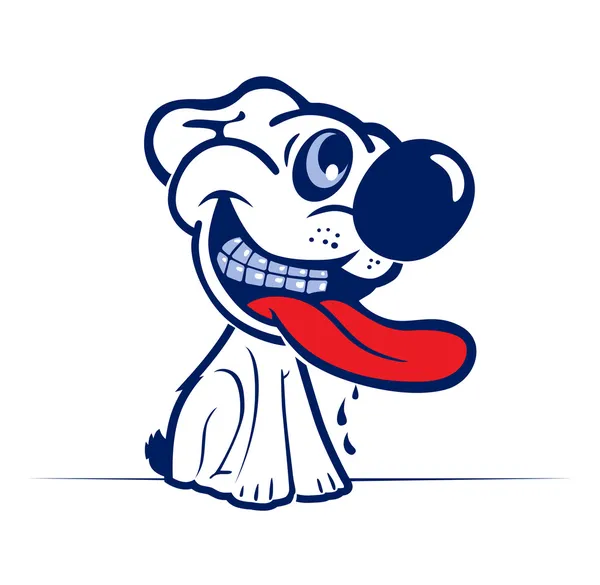 Desenhos animados cão sorriso rosto — Vetor de Stock