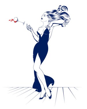 Cocktail drink woman clipart