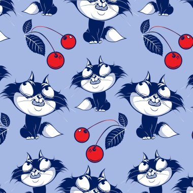Catroon cat smile background clipart