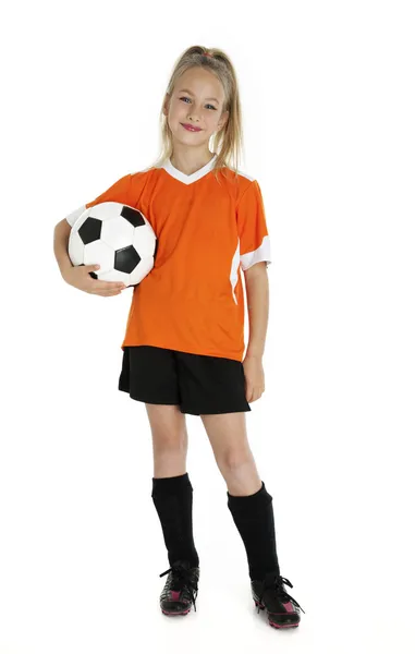 Niedlicher junger Fußballer — Stockfoto