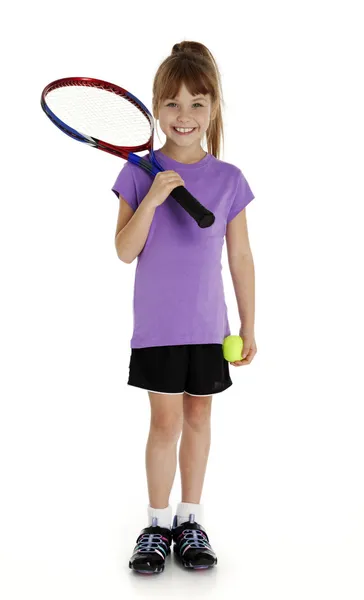 Schattig klein meisje van tennis Rechtenvrije Stockafbeeldingen