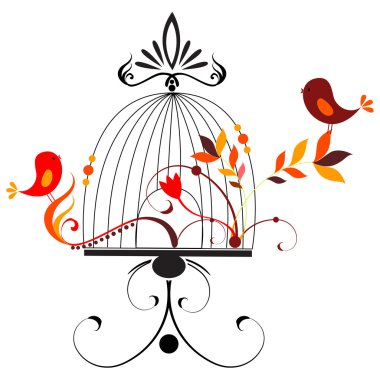 Cute birds singing clipart