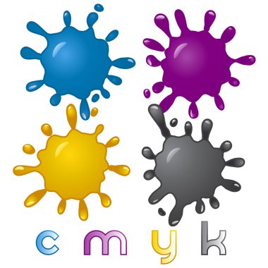 Elegant glossy CMYK splashes clipart