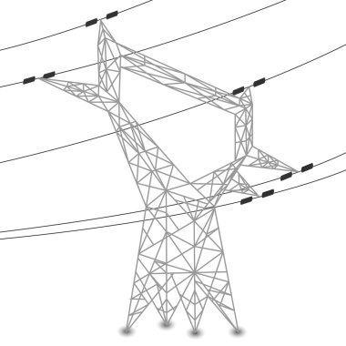 Silhouette of power lines and electric pylon clipart