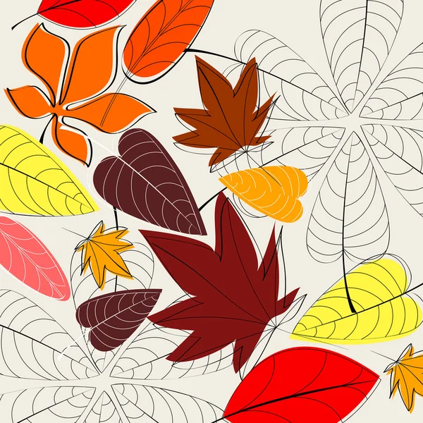 Элегантная иллюстрация осенних листьев — стоковый вектор