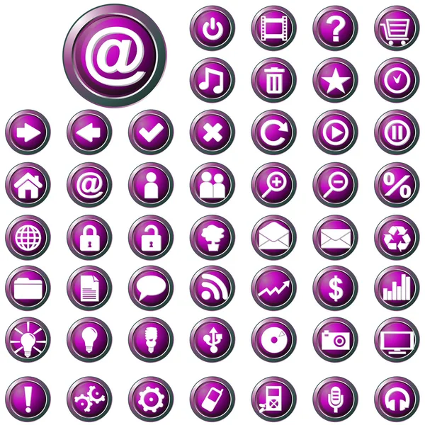 Grand ensemble de boutons web violet brillant — Image vectorielle
