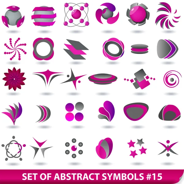 Set paarse abstracte symbolen — Stockvector