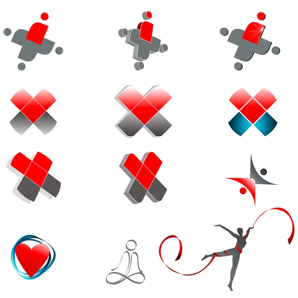 Reihe abstrakter medizinischer Symbole — Stockvektor