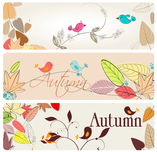 Set of cute autumn banners — Stock Vector