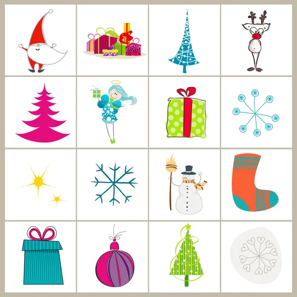 Set di simpatiche illustrazioni natalizie — Vettoriale Stock