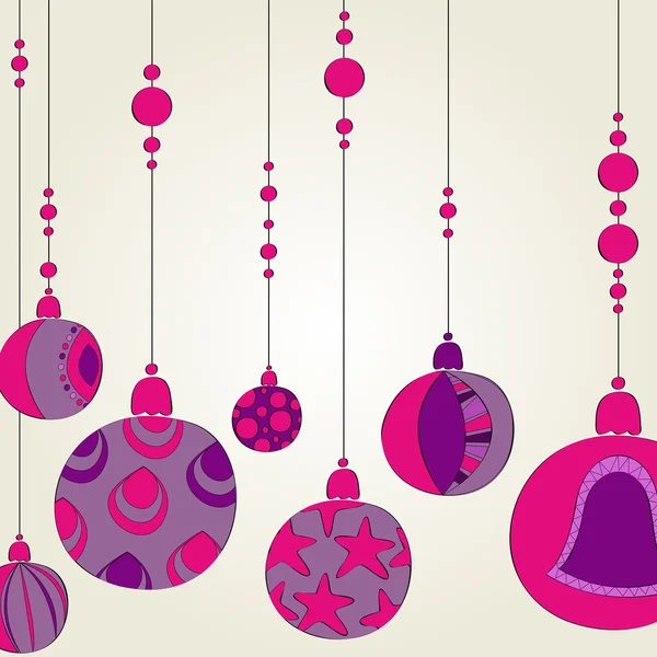Prachtige Kerstmis achtergrond met paarse globes — Stockvector