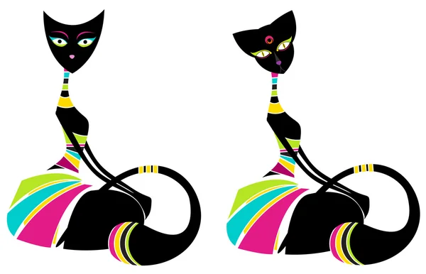 Oturma sevimli moda kediler — Stok Vektör