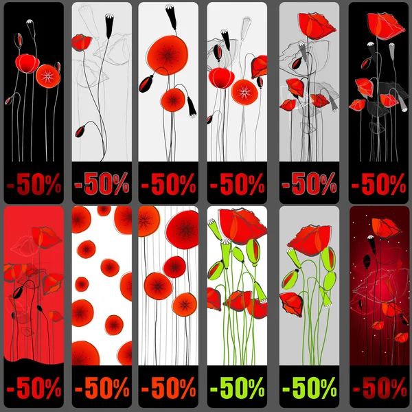 Set de hermosas etiquetas de precios florales — Vector de stock