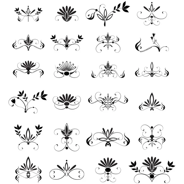 Grand ensemble d'éléments de conception florale — Image vectorielle