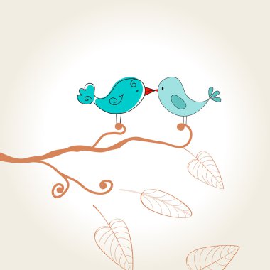 Cute birds kissing clipart