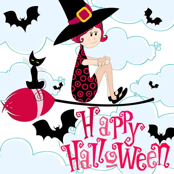 Милая Хэллоуинская ведьма — стоковый вектор