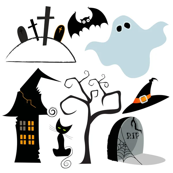 Lindo conjunto de elementos de diseño de Halloween — Archivo Imágenes Vectoriales