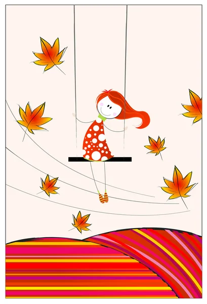 Nettes Herbstmädchen — Stockvektor