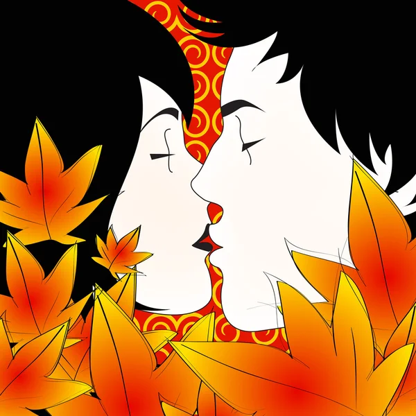 Podzimní kiss — Stockový vektor
