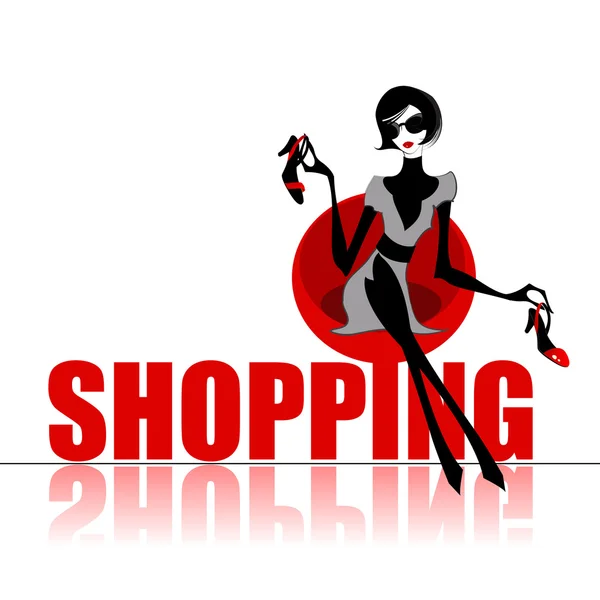 Elégant Shopping femme — Image vectorielle